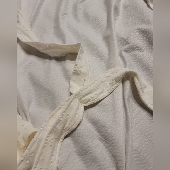 NWT EGGSHELL EYELET FAUX SHOULDER TIES GAUZE BODY COVER UP SUN DRESS SIZE 4 TO 6 - Picture 7 of 9